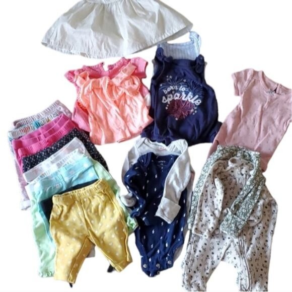 Newborn INFANT Baby Girl Long Pants ONE PIECE Shirts Tops Jumpers Dress Pajama - Picture 1 of 16